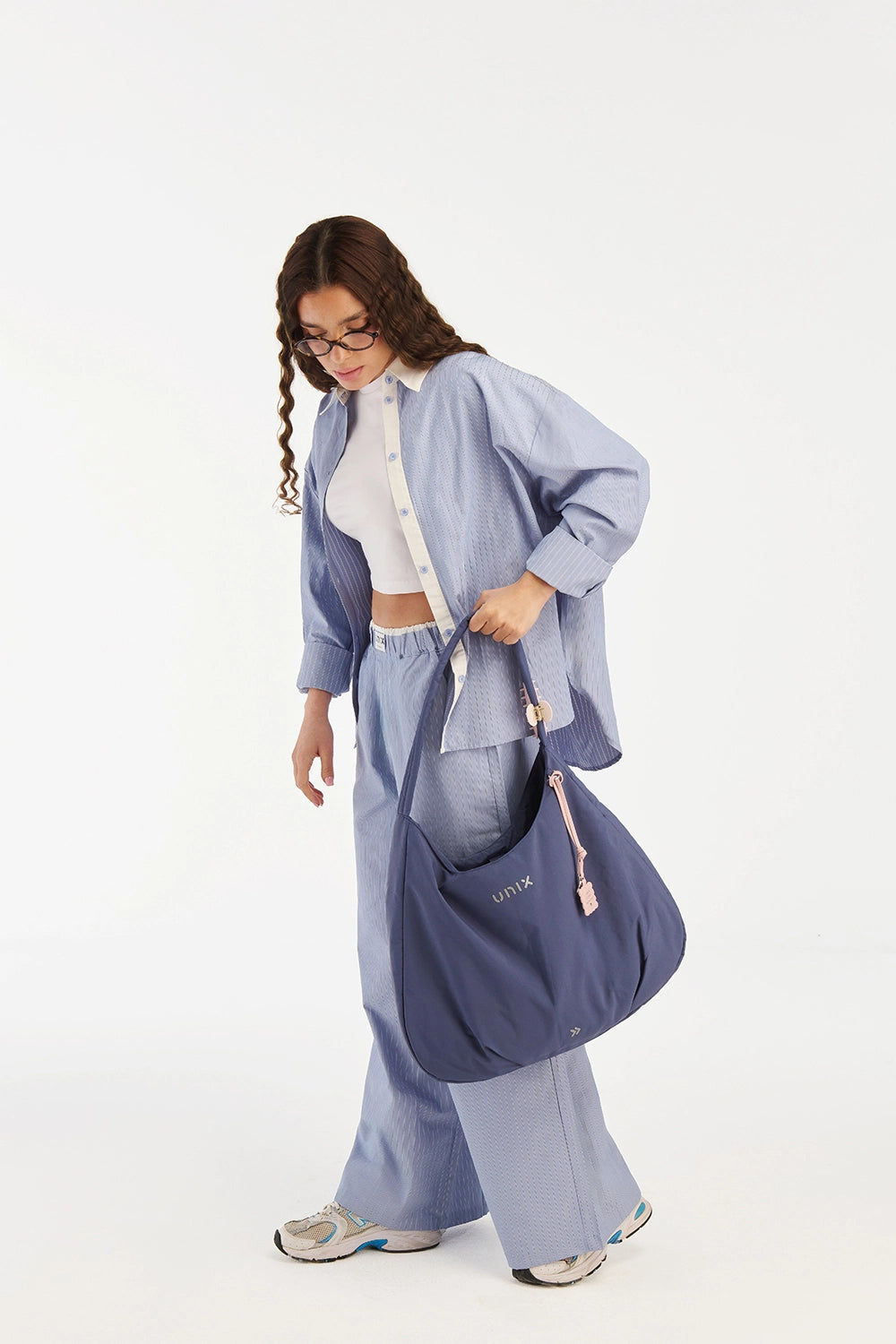 Sky blue lounge set women relaxed fit feminine home wear - UNIX | طقم لاونج نسائي أزرق سماوي بقصة مريحة بإطلالة منزلية أنثوية - UNIX