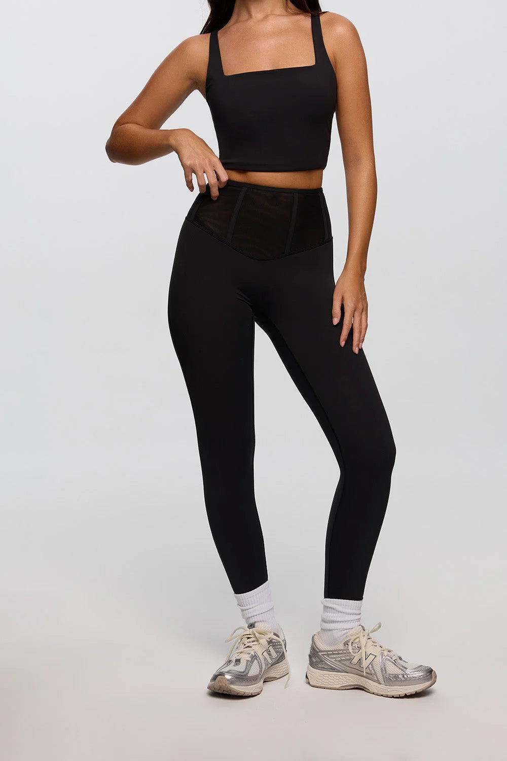 Black core control leggings women high waist corset sculpting - UNIX | ليقنز نسائي أسود بخصر عالي تصميم كورسيه ينحت الجسم ويدعم الخصر - UNIX