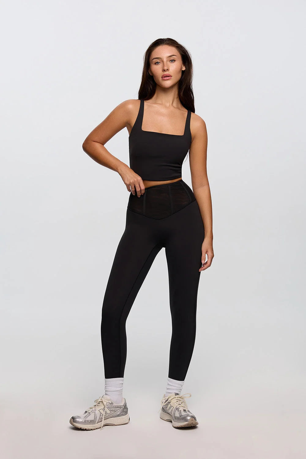 Black core control set women corset waist sculpting two piece - UNIX | طقم كور كنترول أسود نسائي بخصر كورسيه ينحت الجسم قطعتين - UNIX