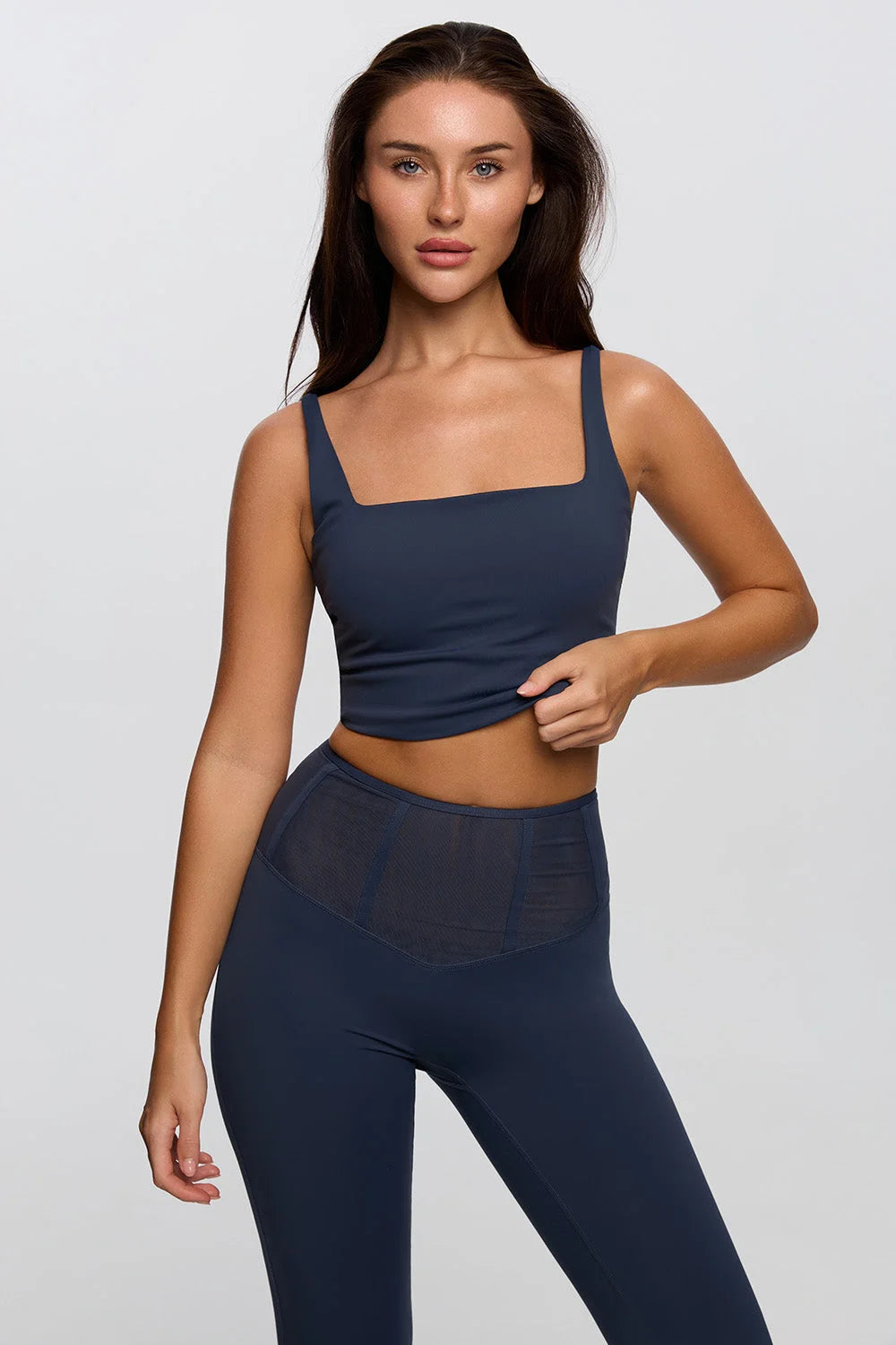 Midnight blue set side view women premium core control fit - UNIX | طقم كحلي نسائي من الجانب بقصة كور كنترول فاخرة - UNIX