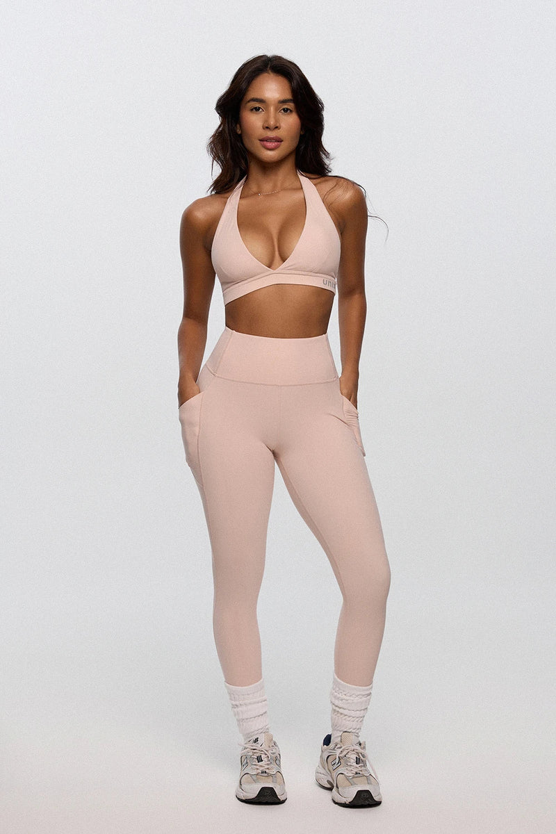 Curve Enhance pocket leggings women whip pink side pocket - UNIX | جيب جانبي في التايت الرياضي الوردي يتسع للجوال — UNIX