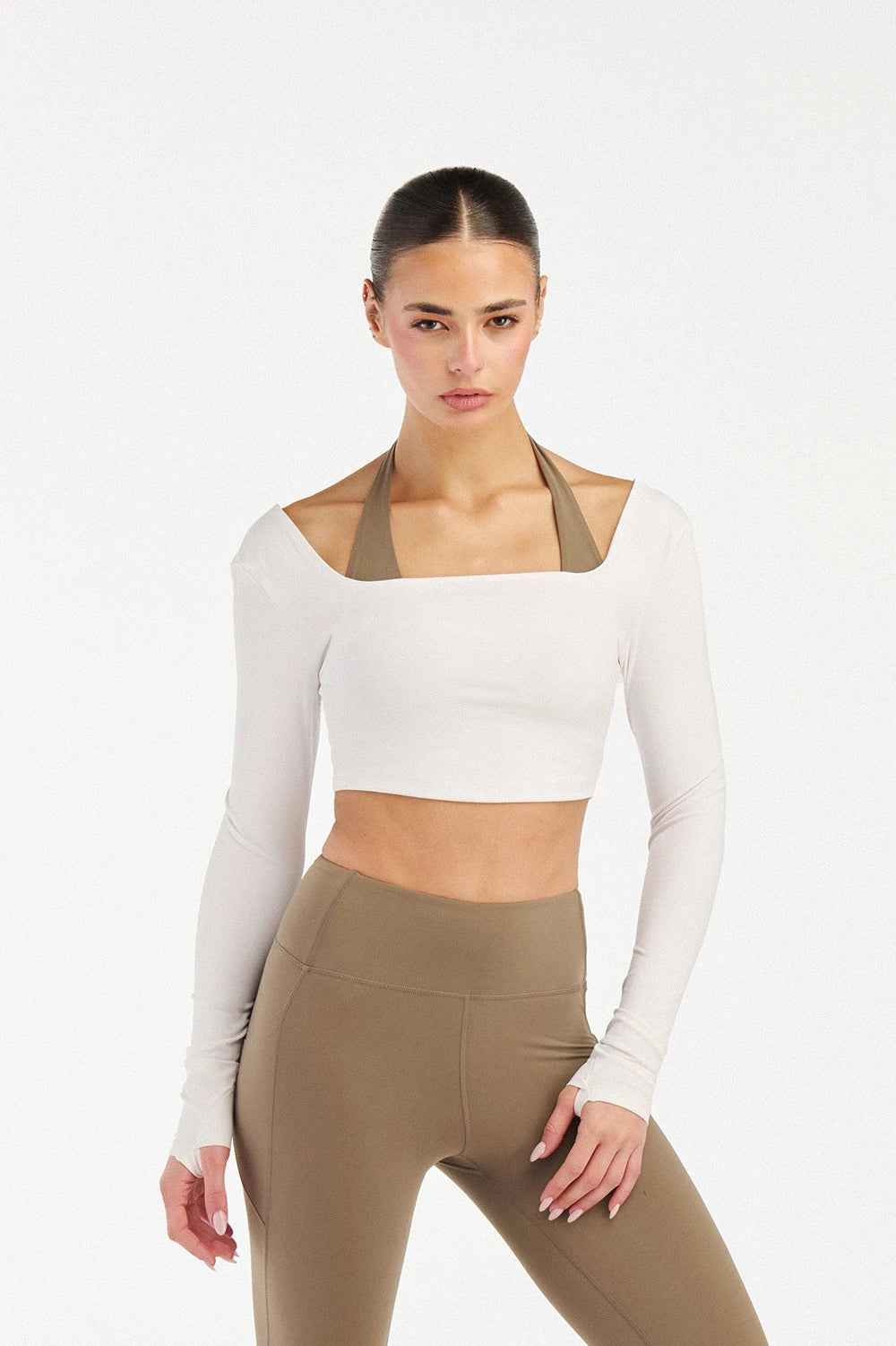 Femme Scoop top women cream white scoop neckline - UNIX | توب أبيض كريمي نسائي بفتحة رقبة دائرية أنيقة — UNIX