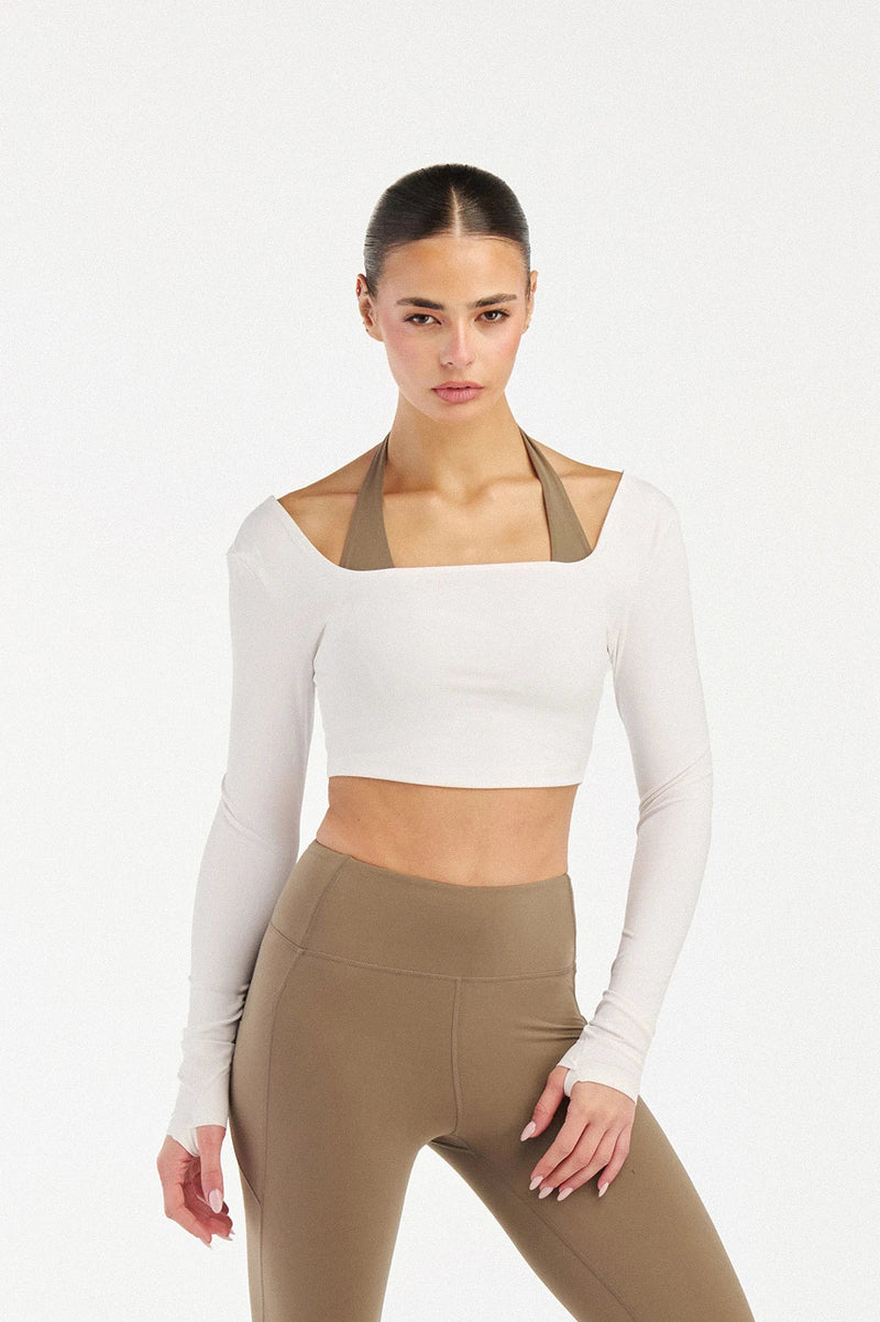 Femme Scoop top women cream white scoop neckline - UNIX | توب أبيض كريمي نسائي بفتحة رقبة دائرية أنيقة — UNIX