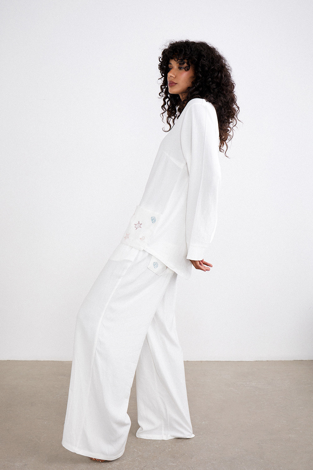 Pearla set women fluid drape comfortable movement - UNIX | طقم بيرلا نسائي بانسدال انسيابي وحركة مريحة - UNIX