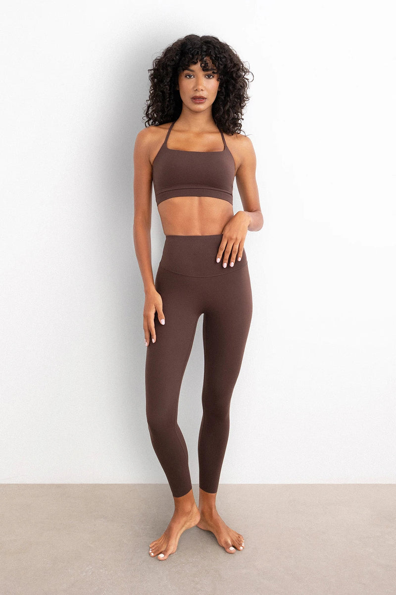 Sculpting leggings women chocolate high waist support - UNIX | تايت بني نسائي بخصر عالي يشد ويثبت أثناء التمرين — UNIX