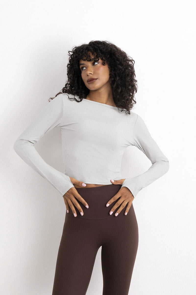 Twist top women silver twisted open back - UNIX | توب تويست فضي نسائي بفتحة ظهر ملتفة — UNIX